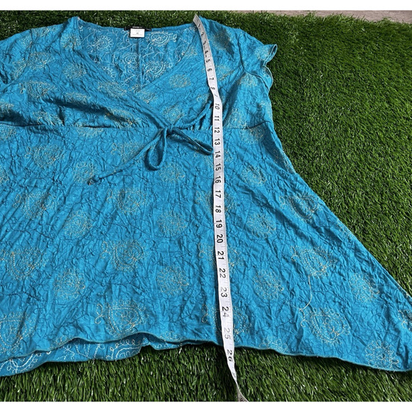 ING Fairy Y2k Asymmetrical Babydoll Blue With Gold Thread Pattern Large - Picture 3 of 7